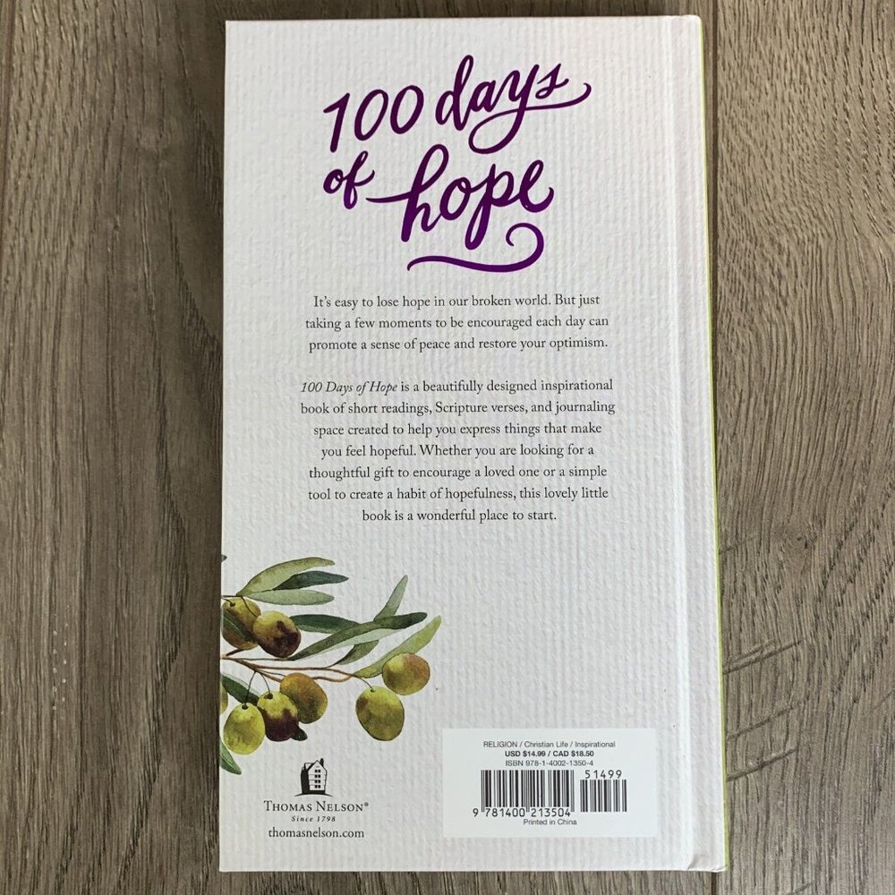 100 Days of Hope by Thomas Nelson Hardcover 2019 - Picture 2 of 8